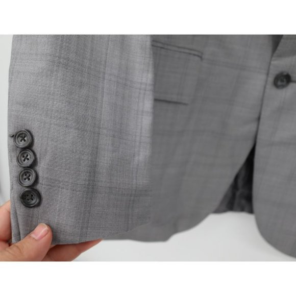 Ermenegildo Zegna sport coat men's 42R Trofeo 600 Manhattan wool silk gray plaid - Picture 4 of 16